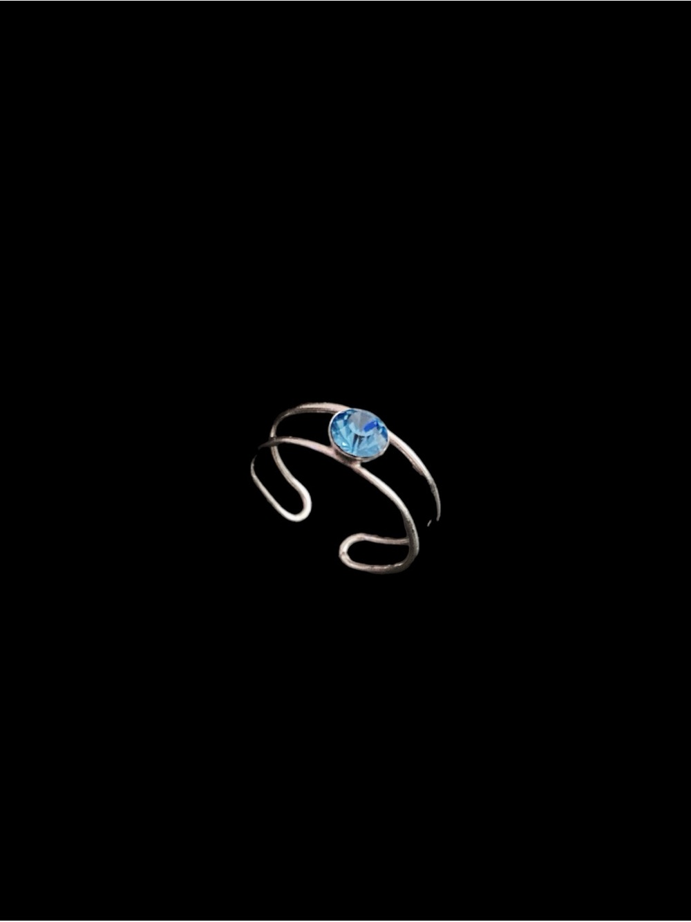 Sterling Silver Toe Ring Cuff with Blue Crystal (CZ) Accent